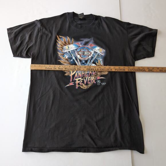 Vintage 1988 Harley Davidson 3D Emblem T Shirt XL 80s Panhead Fever Oklahoma - Picture 7 of 10